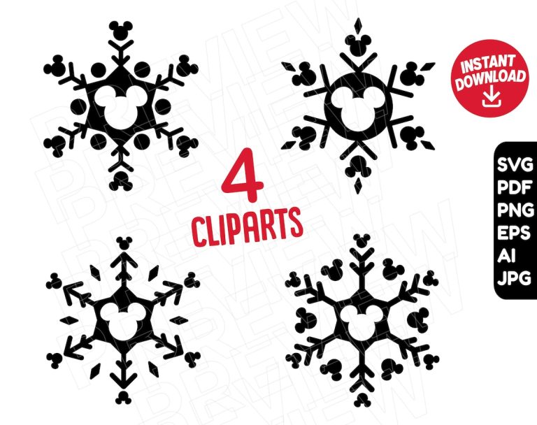 Mickey Mouse Snowflake SVG