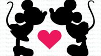 Free Layered Mad Mickey And Minnie Mouse Kissing SVG