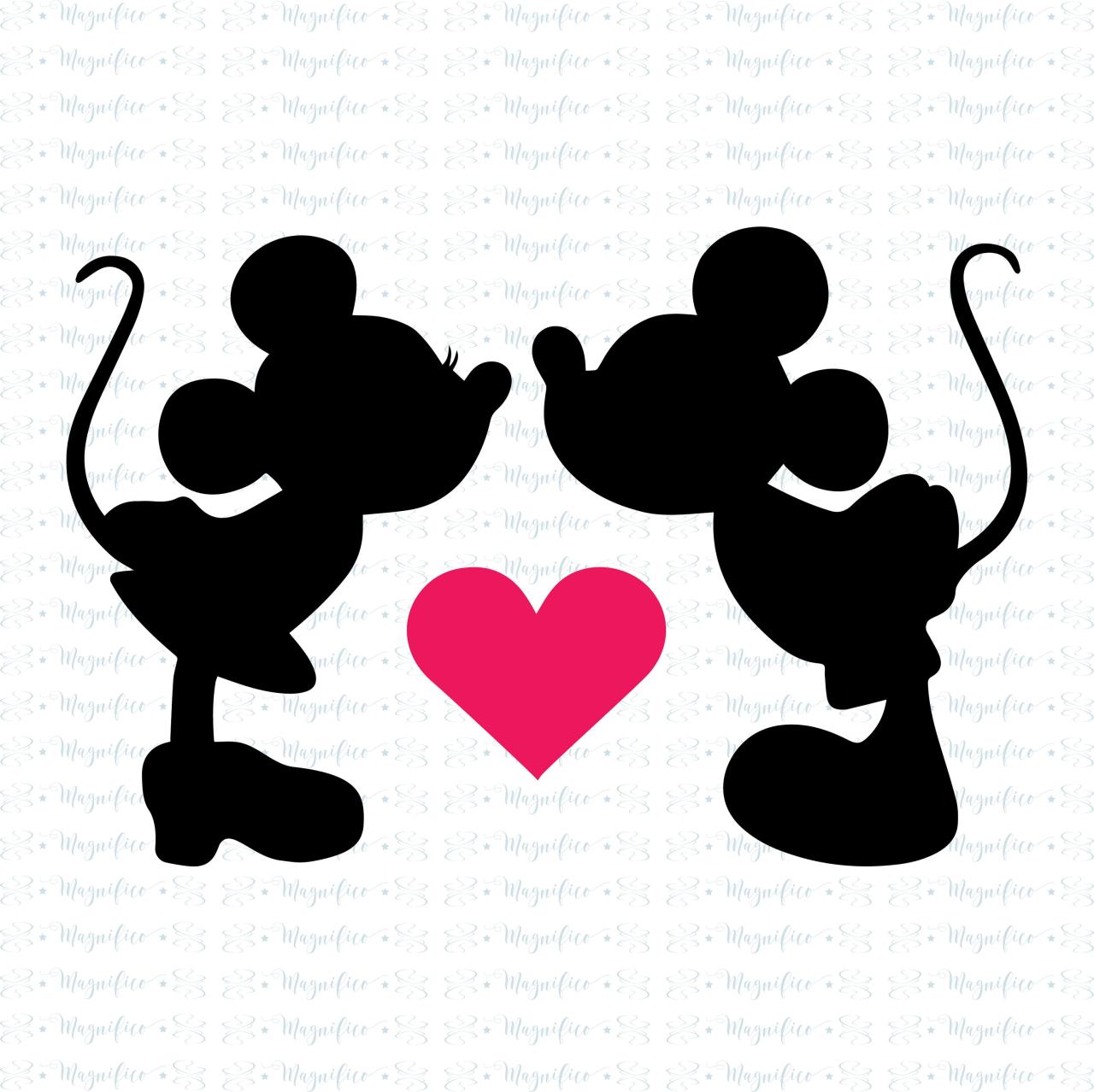 Free Layered Mad Mickey And Minnie Mouse Kissing SVG